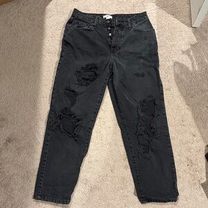 Forever 21 Black High Rise Distressed Jeans